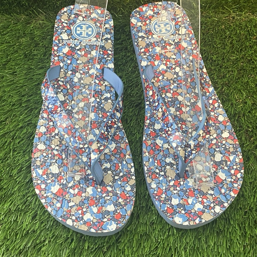 Tori Burch Linosa Festival Thong Flip Flops Sandals Women's Size 9 Blue Travel